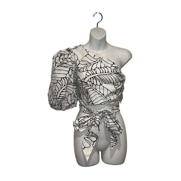 Fe Noel x Target Sketch Palm Leaf Print Wrap Tie One Shoulder Top Sketch Palm L - Picture 2 of 9